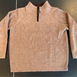 LL Bean Waterfowl Sweater Brown Merino Wool Quarter Zip Size Men’s Large Tall